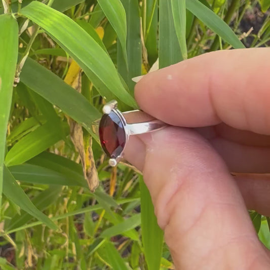 Suzy Ring | Red Marquise Garnet - UK/AU Size O