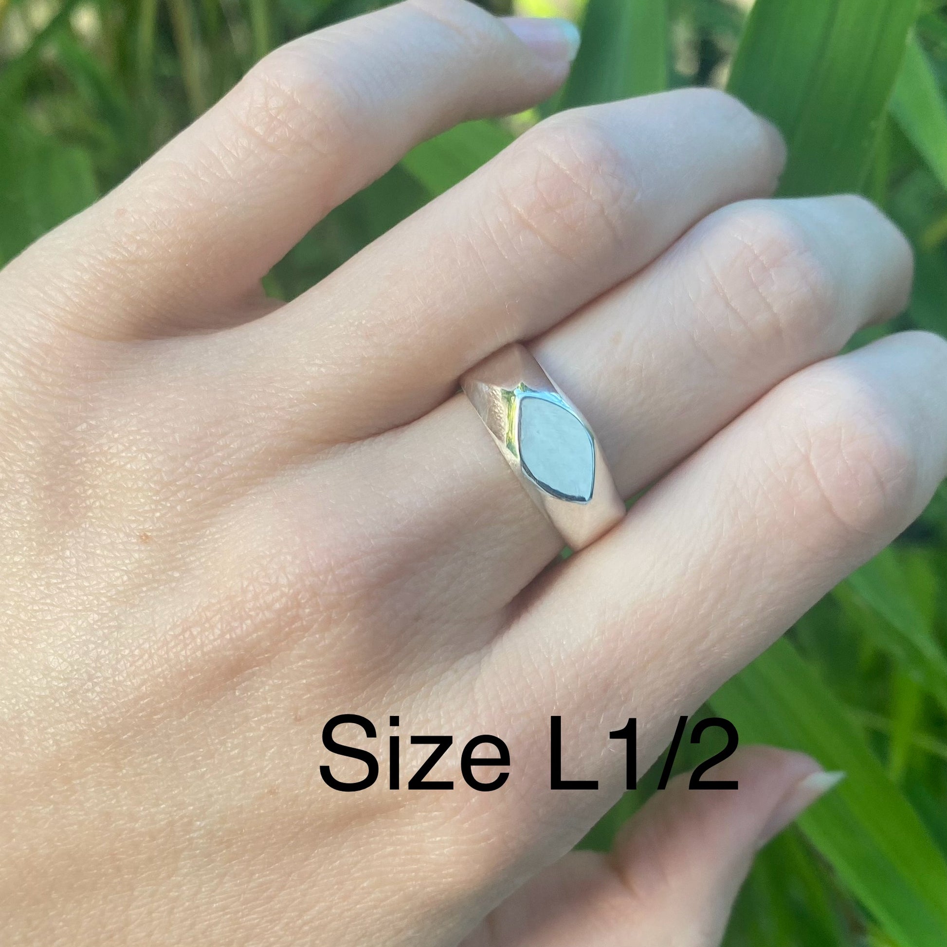 solid silver marquise ring size L 1/2
