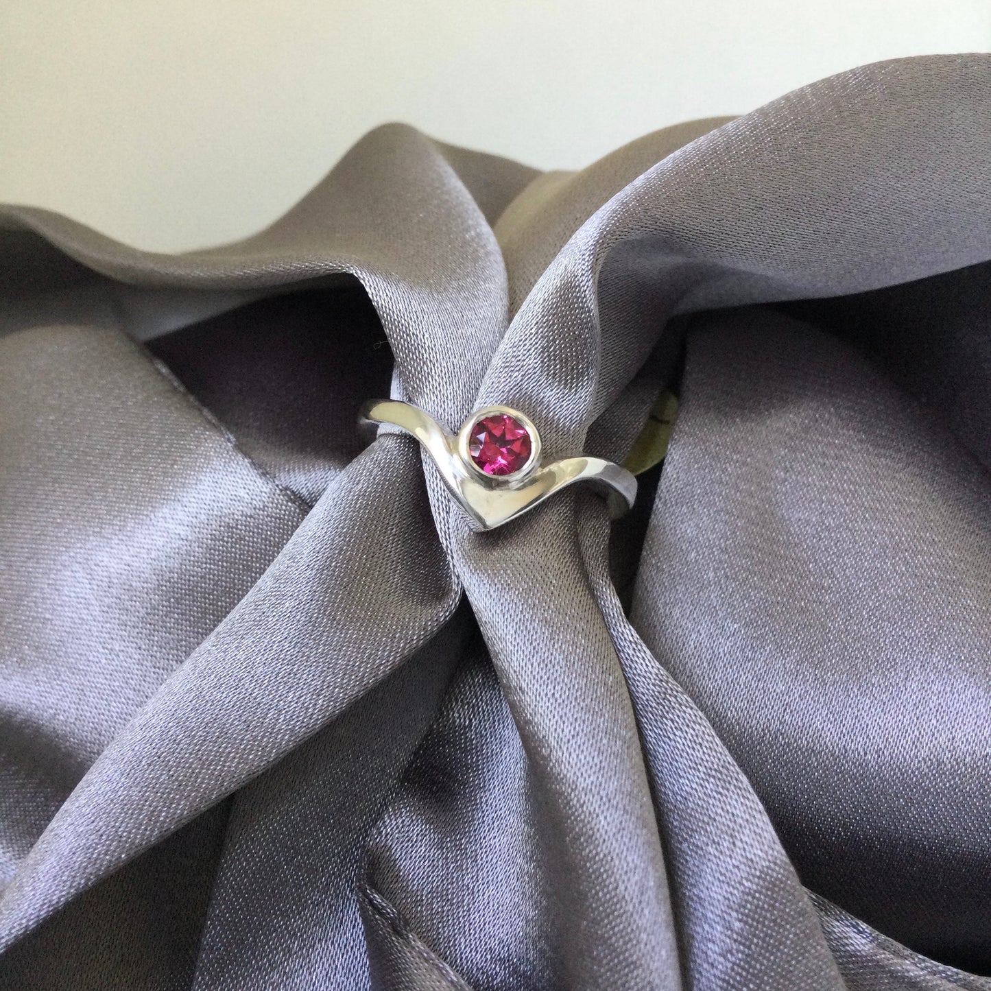 Pink topaz wishbone ring
