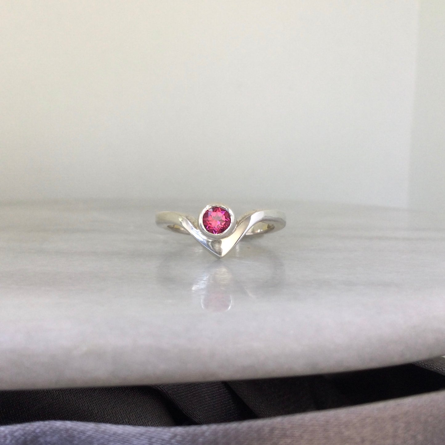 Brigid ring | Pink topaz wishbone ring - UK/AU Size L