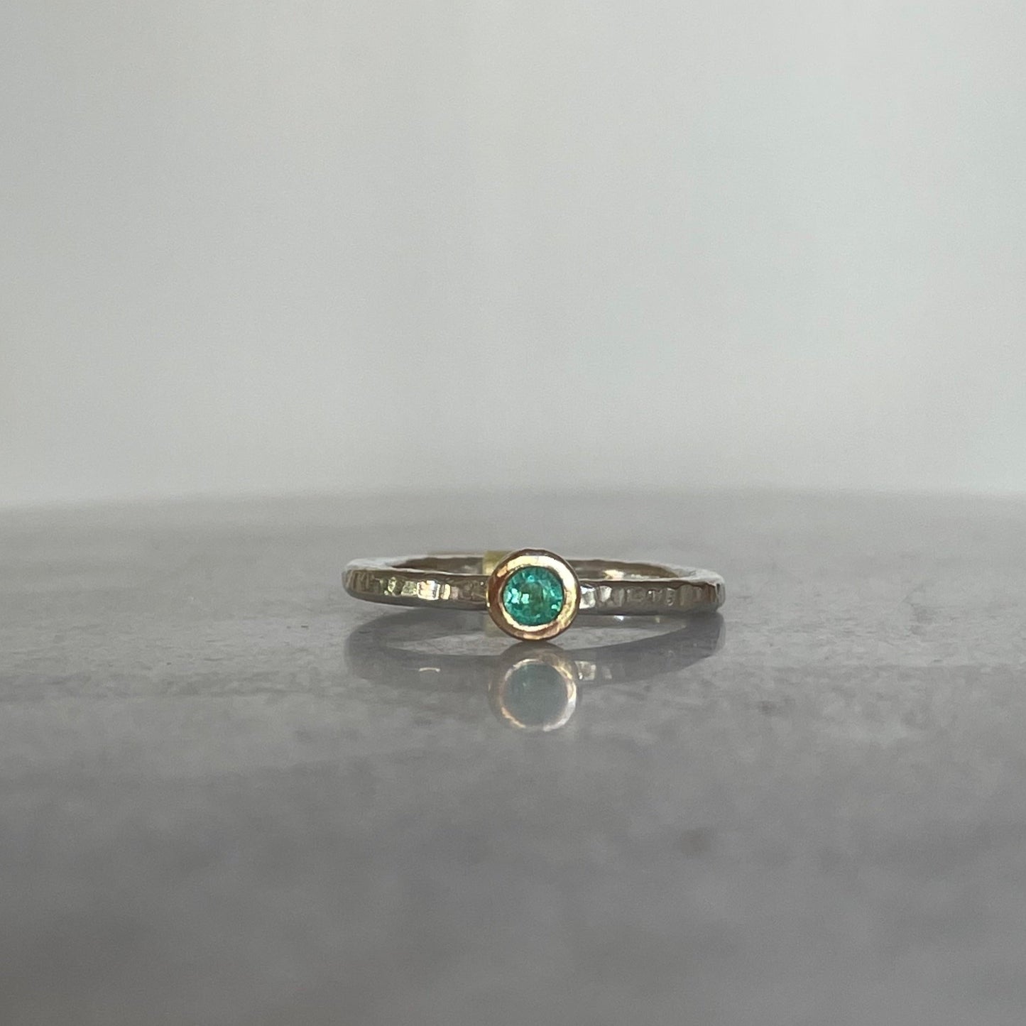 Emerald stacking ring in 9ct gold and sterling silver