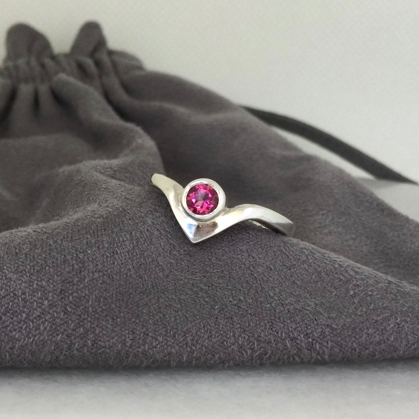 Pink topaz silver ring