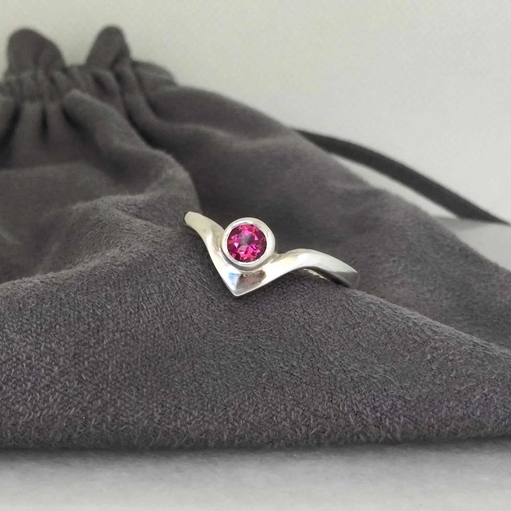 Pink topaz silver ring