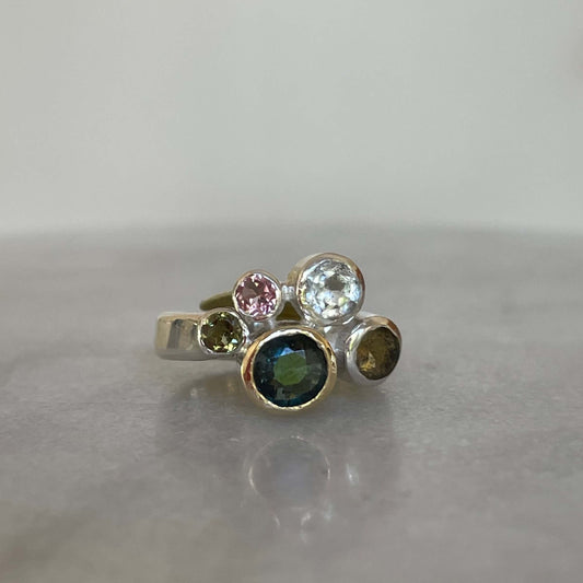 Green and pink tourmaline cluster ing