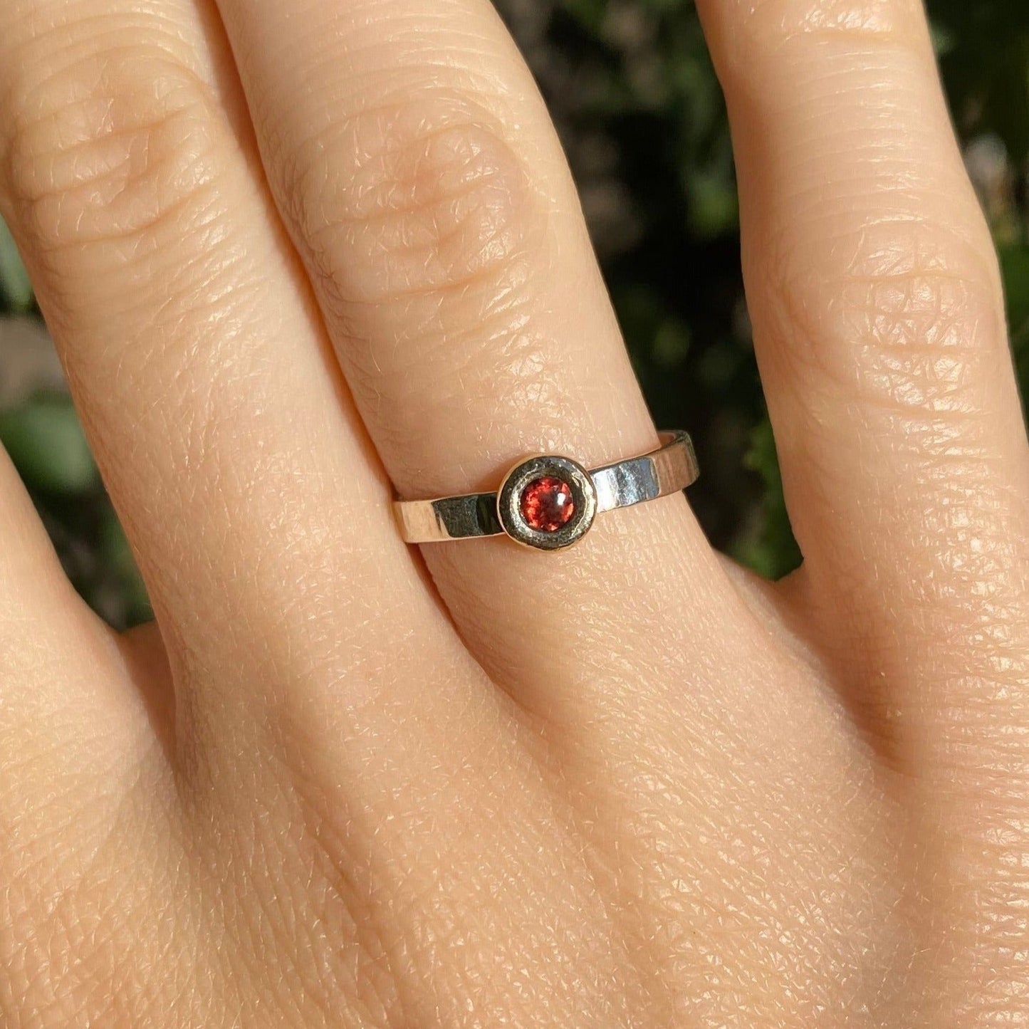 Garnet stacking ring shown on model