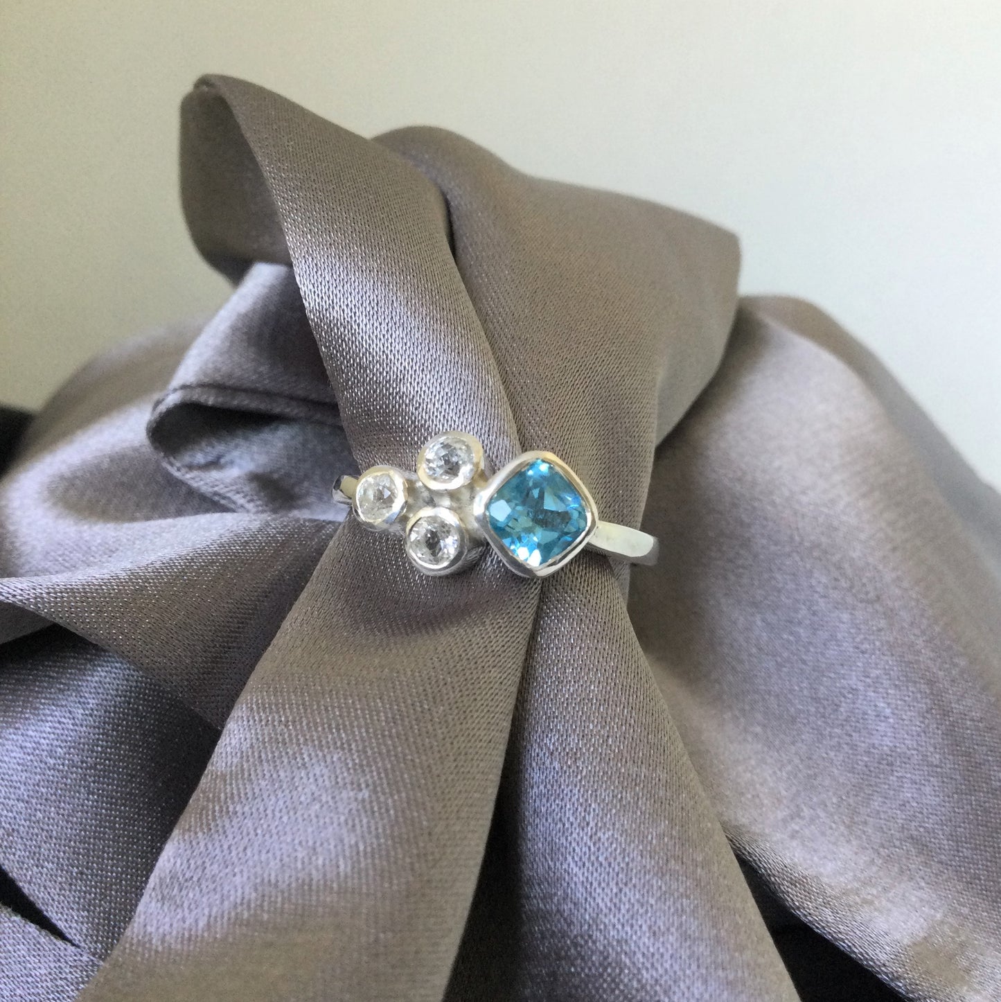 Astraea Ring | Swiss Blue & White Topaz - UK/AU Size Q.