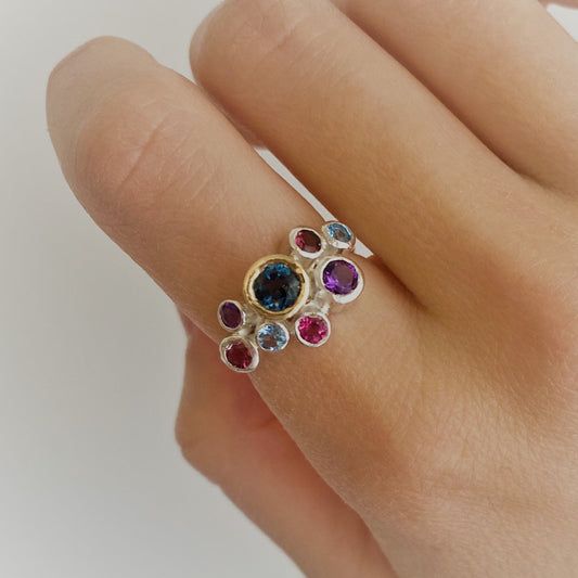 London blue topaz cluster ring