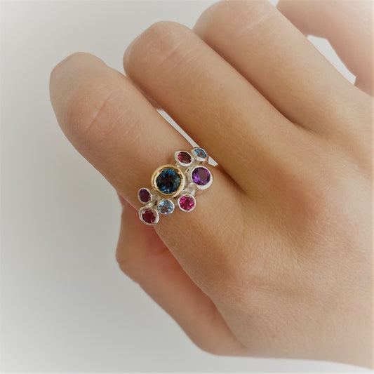 London blue topaz cluster ring